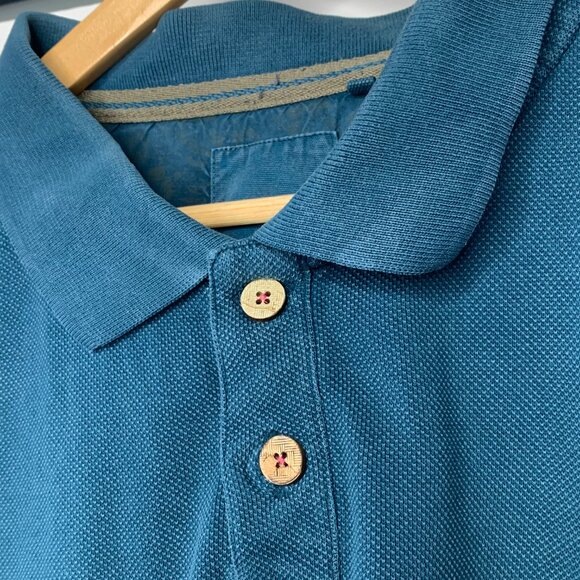 Wiered Fish Blue Cotton Heavy Polo Shirt - Picture 2 of 13